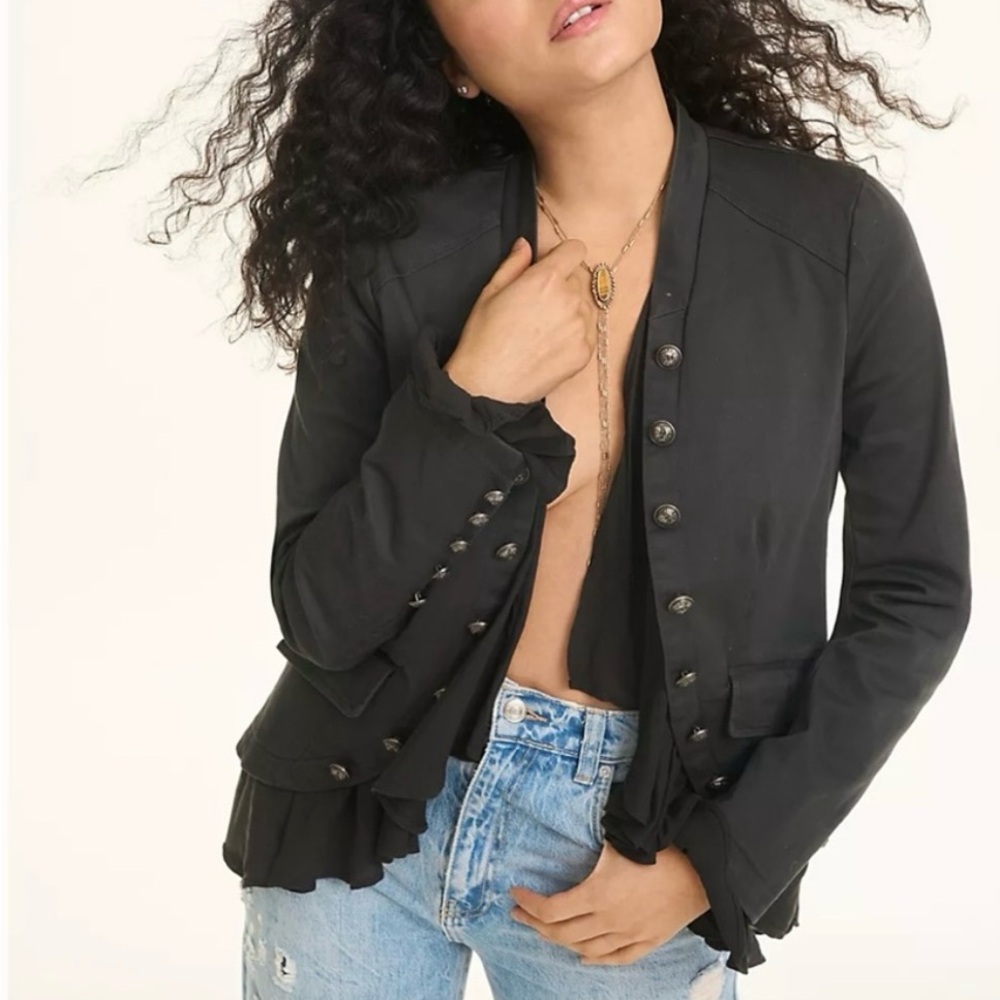 Ruffles Romance Free People Black Jacket Small